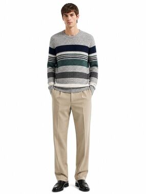 GAP For Good Crewneck Sweater Gray Navy Green 80% Cotton – Large GUC